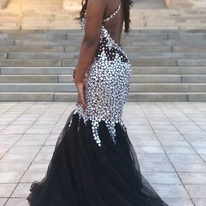PromLily Black and Silver Prom Dress